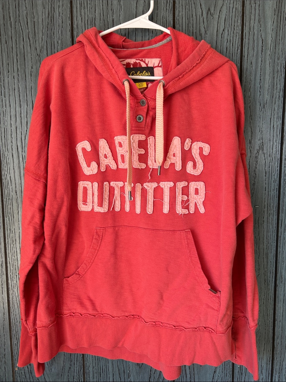 Y2K cabelas Red Hooded Pullover Sweatshirt with Front Pocket size large
